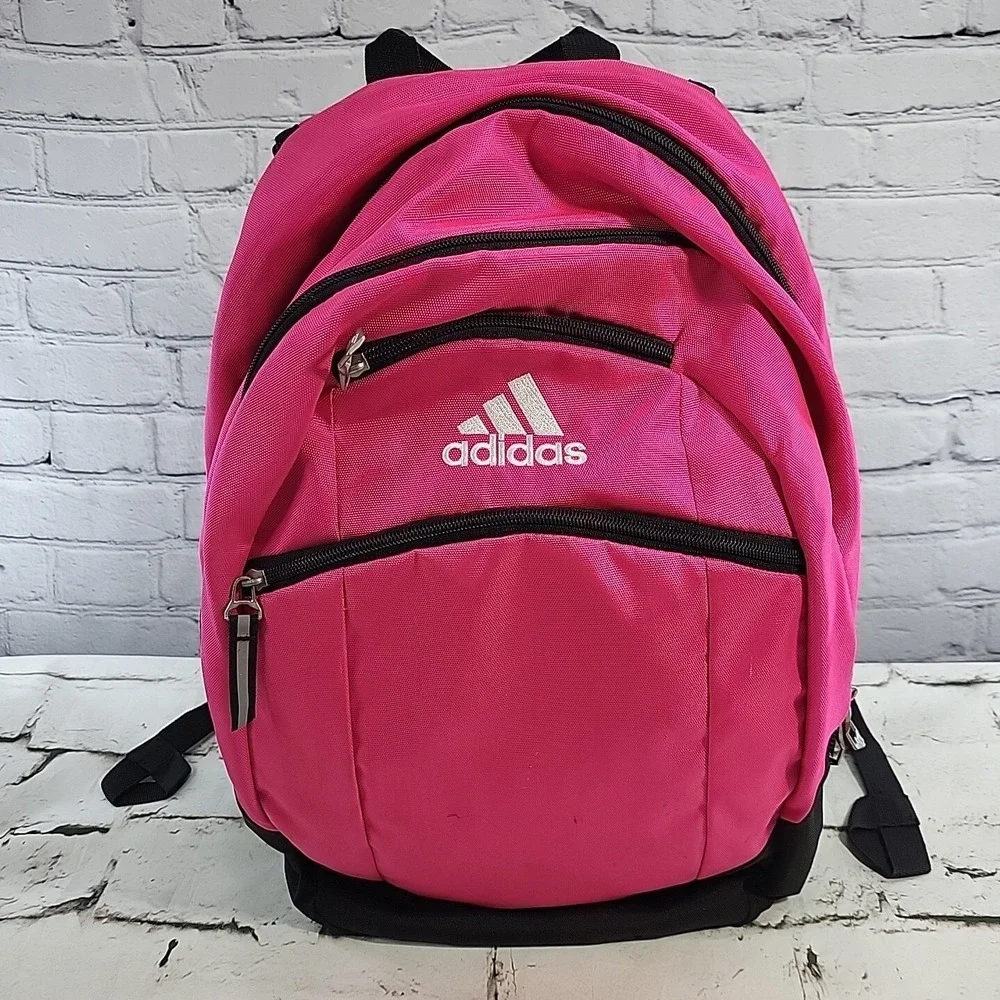 Adidas‎ Pink Backpack Girls School Bag Multi Compartment Pockets